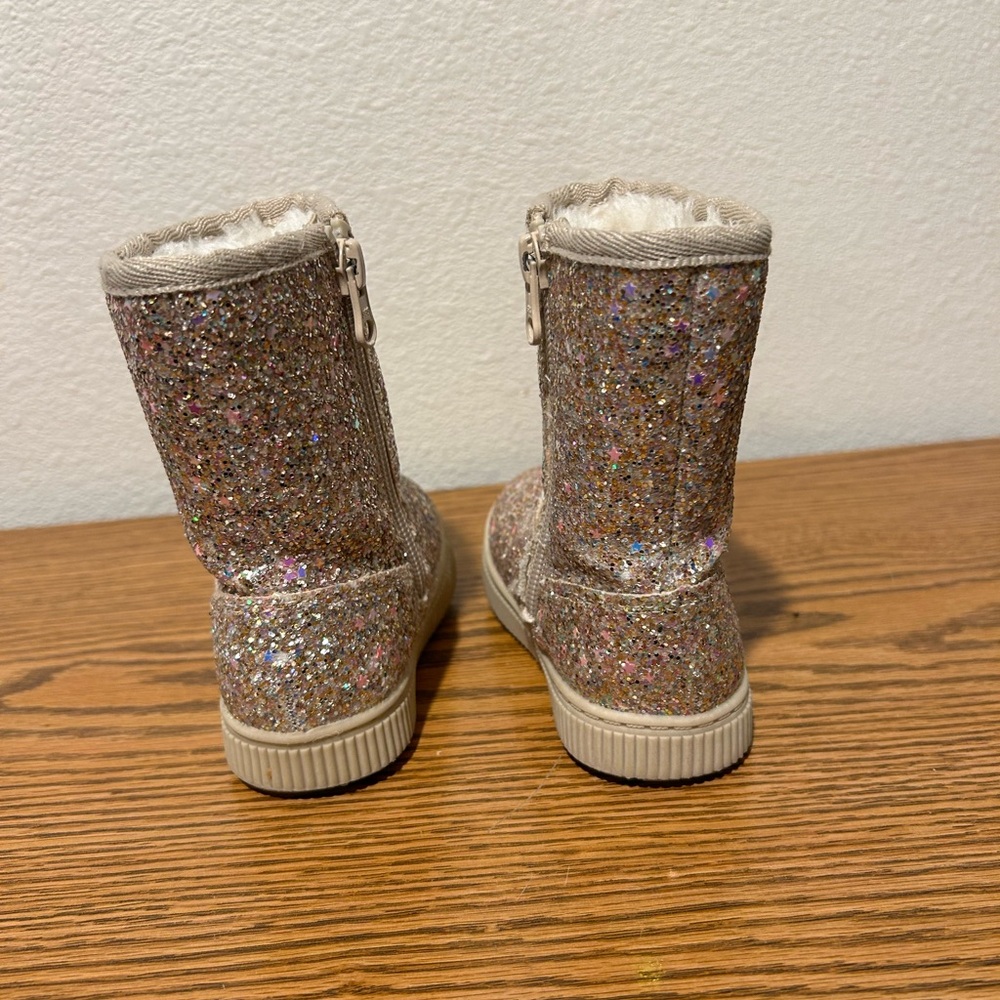 Cat &Jack Pink Sparkle Little Girls Boots - Picture 5 of 8